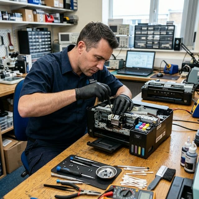 Técnico realizando reparo